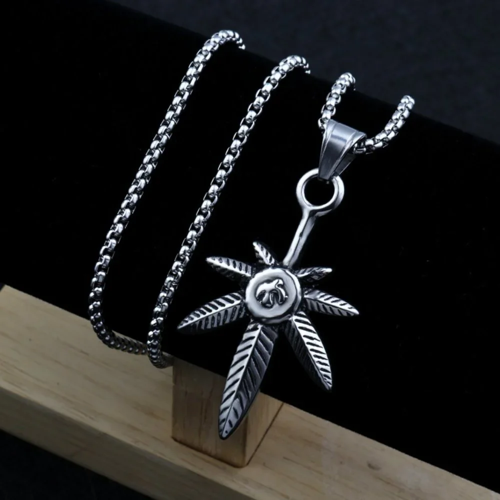 ❤️Retro small hemp leaf maple pendant necklace for women/men, N90201P192